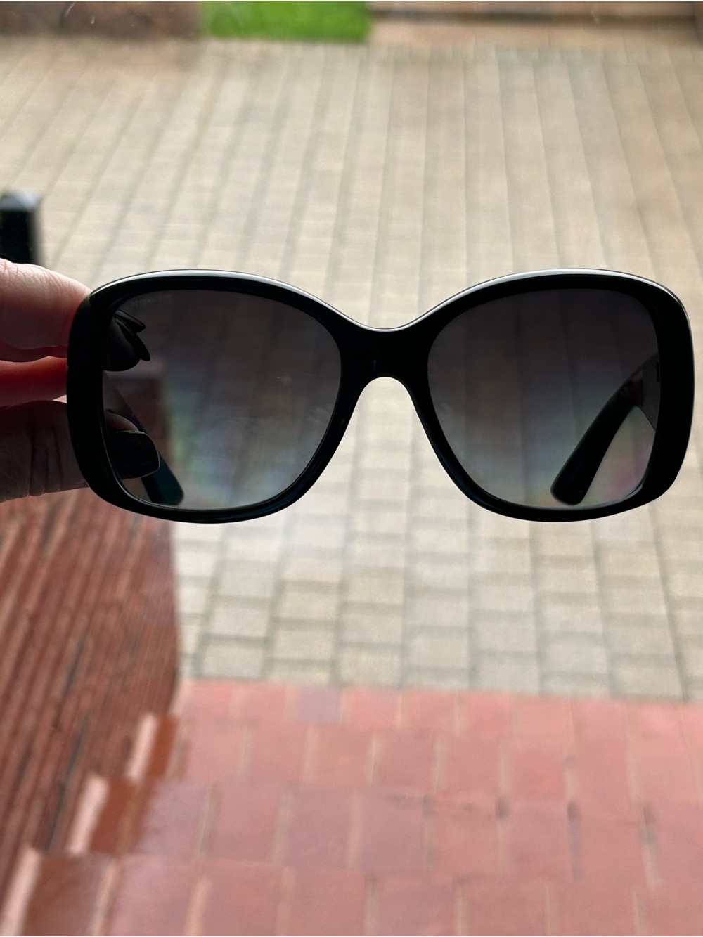 PRADA Black Polarized Sunglasses SPR 32P 57017 with Case EUC - Picture 6 of 7